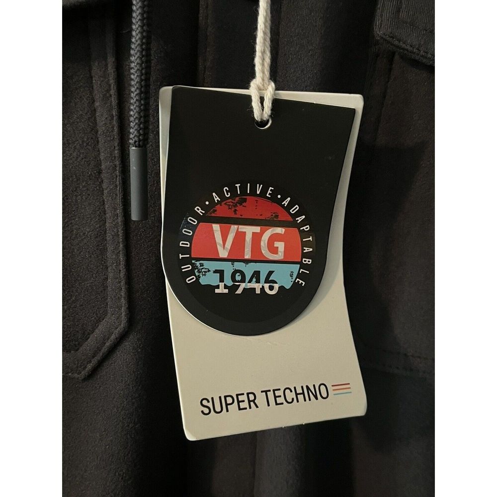 (SOLD)VTG 1946 Brand Shacket Mens Large Shirt Jacket Charcoal Gray Full Button - Picture 8 of 11